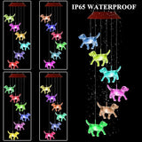 Dog Solar Wind Chimes for Outside Colors Changing Lights Outdoor Waterproof Multicolor Wind Chime Gifts for Mom Grandma Mobile Hanging Windchimes for Garden Party Yard Window Decor