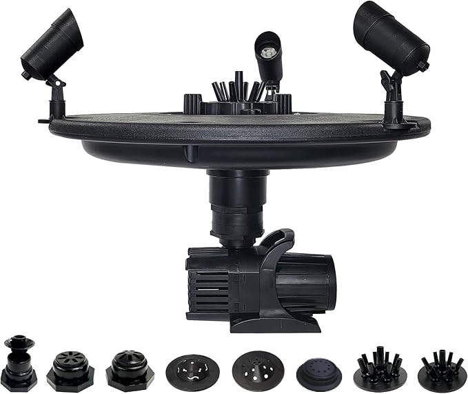 HALF OFF PONDS Floating Fountain, 3/4 HP Pond Aerator, 200 ft Cord, 8,000 GPH Water Pump, 11 Spray Patterns, Color-Changing LED Lights, for Ponds, Lakes & Water Gardens