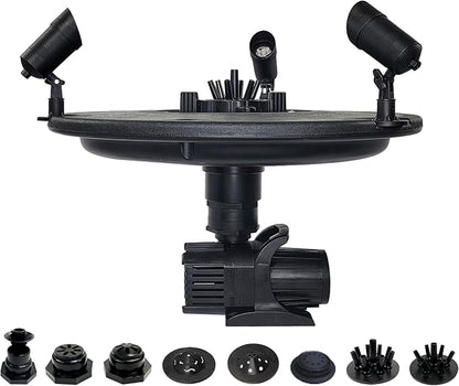 HALF OFF PONDS Floating Fountain, 3/4 HP Pond Aerator, 200 ft Cord, 8,000 GPH Water Pump, 11 Spray Patterns, Color-Changing LED Lights, for Ponds, Lakes & Water Gardens