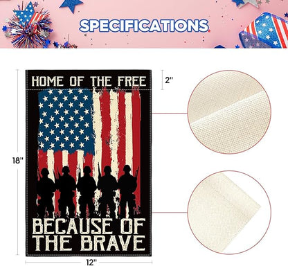 AVOIN colorlife Memorial Day Patriotic Garden Flag 12x18 Inch Double Sided, Veteran USA flag 4th of July Independence Day Yard Outdoor Decoration