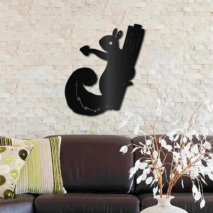 CREATCABIN Metal Squirrel Wall Decor Black Wall Decor Animal Sculptures Wall Hanging Decor Squirrel on Tree Branch Wall Art for Home Office Living Room Bedroom Indoor Outdoor Decoration 11.8x10Inch