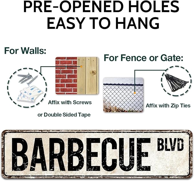 Barbecue BLVD Street Sign, Barbecue Sign Barbecue Decor Barbecue Lover Gift, Vintage Wall Decor for Home/Garden/Kitchen, Novelty Metal Signs 4x16 Inch