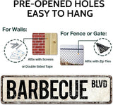 Barbecue BLVD Street Sign, Barbecue Sign Barbecue Decor Barbecue Lover Gift, Vintage Wall Decor for Home/Garden/Kitchen, Novelty Metal Signs 4x16 Inch