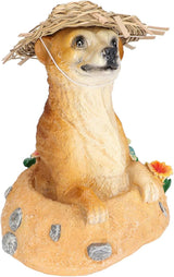 Garden Statue, Outdoor Animal Ornament, Lifelike Straw Hat Resin Decoration for Lawn Yard Flower Pot, Weather - Pastoral Style Garden Art