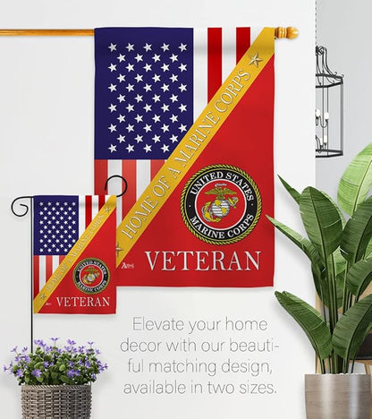 Home of Marine Corps Garden Flag - Armed Forces USMC Semper Fi United State American Military Veteran Retire - House Decoration Banner Small Yard Gift Double-Sided Made In USA 13 X 18.5, Thick Fabric