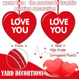 Rtteri 30 Pieces Valentine's Day Outdoor Hanging Heart Ornaments 6 Inch Romantic Conversation Hearts Double-Sided Plastic Lawn Heart Hanging Decor for Valentine Wedding Porch Tree Yard Lawn Decor