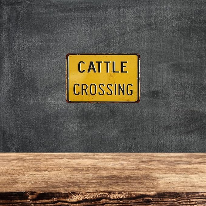 Cattle Crossing Sign Vintage Retro Decor Cow Ranch Signs Decorations Farm Animal Gift 8 x 12 High Gloss Metal 208120067031