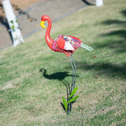 Large Flamingo Statue for Yard, 38.9 Inch Elegant Metal Flamingo Yard Art for Backyard Decor, Lawn Ornament for Patio, Pond, Garden, Present for Woman(Red)