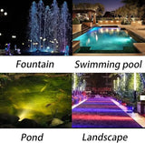 Colored Pond Lights with Timer, RGB Fountain Lights IP68 Waterproof Pond Light, Dimmable Outdoor Landscape Lights for Fish Tank Pond Fountain Garden, 6 Lights