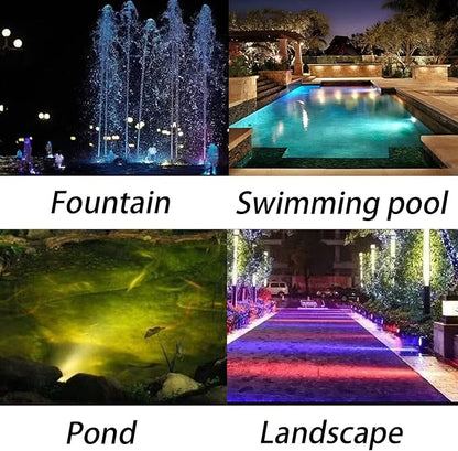 Colored Pond Lights with Timer, RGB Weighted Fountain Lights IP68 Waterproof Submersible Dimmable Outdoor Landscape Lights for Pond Fountain Garden, 1 Light