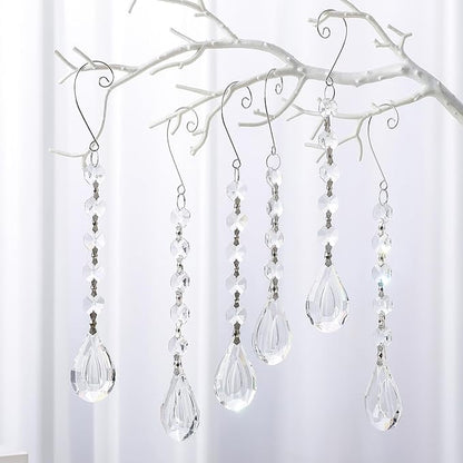 Sun Catchers with Crystals, 6Pcs Hanging Crystals Suncatchers for Windows, Clear Suncatchers Prisms Glass Pendant for Chandeliers, Garden, Christmas Tree Decor