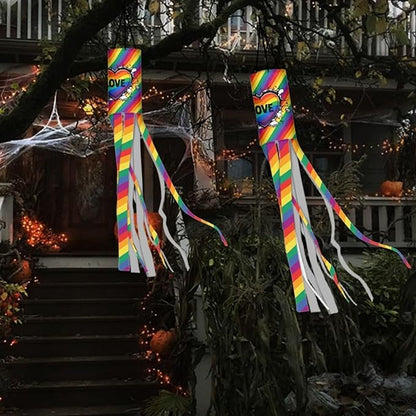 Jeiento 40 Inch LGBTQ Pride Flag Windsock Flag 2 Pack Rainbow Stripes Love Windsock Flags Banners for Home Yard Garden Outdoor Hanging Party Decoration