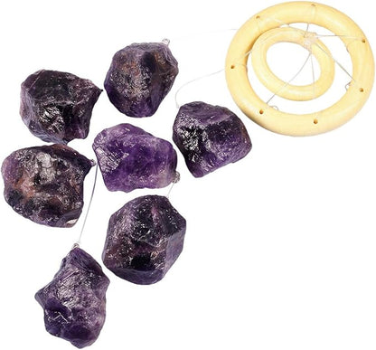 rockcloud Amethyst Raw Stones Wind Chime Home Garden Decoration Figurine