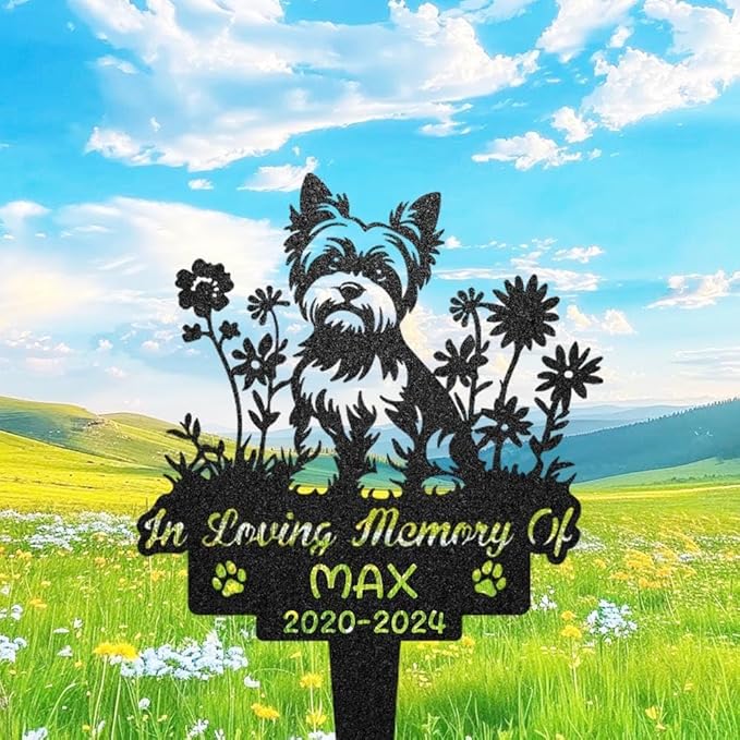 Custom Yorkie Dog Memorial Gift, Personalized Yorkshire Terrier Grave Marker, Outdoor Headstone for Graves, Dog Garden Statue, Pet Loss Gift.