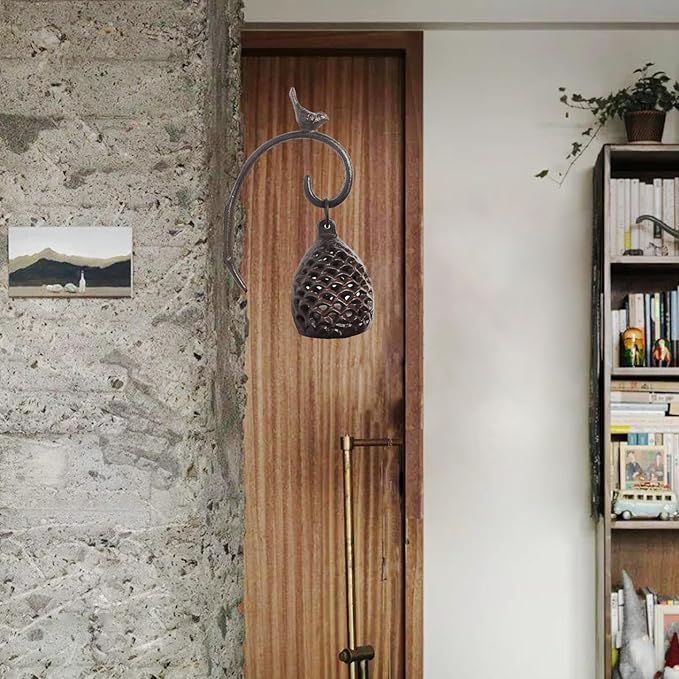 2Pcs Cast Iron Wall Hanging Plant Bracket,Bird Wall Metal Plant Hangers Cast Iron Plant Hanger Decoration for Flower Basket Bird Feeder Wind Chimes Planters