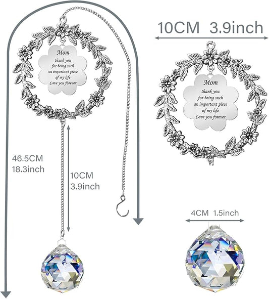Thank You Gifts for Mom,Suncatcher Birthday from Daughter Son, Sun Catcher Gifts for Christmas Birthday Mothers Day Thanksgiving (Mom)