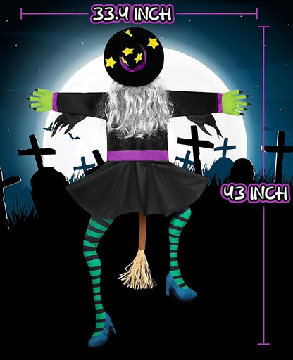 Crashing Witch for Halloween Decorations Outdoor: Hilarious Witch Decor with Adjustable Band for Tree Porch Door