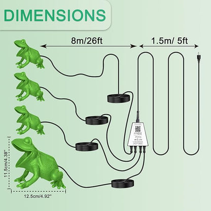 RGB Pond Light with APP, 6W Frog Fountain Lights with 12V Transformer, IP68 Waterproof Underwater Pond Lights with Long Cables for Ponds Waterfall Fountain Gardens Water Feature, 4 SpotLights