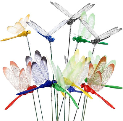 Tuxiaobu 12 Pcs Dragonfly Garden Decor Stakes - Fake Dragon Fly Floral Picks Cake Party Dragonflies Decorations - 3D Dragon Fly for Indoor Outdoor Flower Pot Thanksgiving Christmas Whimsical Gifts