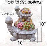 Solar Turtle Garden Outdoor Statues with Succulent and 7 LED Lights, Lawn Decor Tortoise Statue for Patio, Balcony Outdoor Figurines Solar Light， Unique Birthday Gifts for Mom,