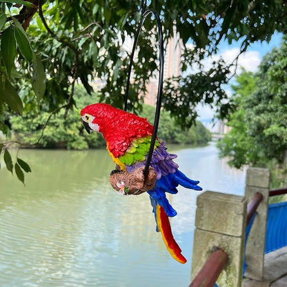 Resin Parrot Statue, Hanging Parrot Sculpture for Home Decor Garden Patio Decor Ornament, Gift