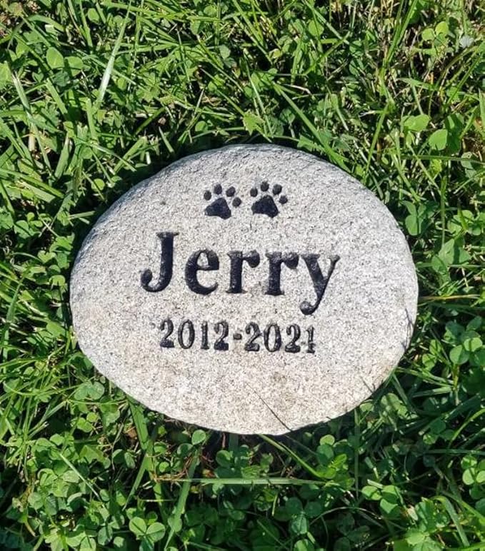 EBONY Personalized Pet Memorial Garden Stones for Dog or Cat Headstone Custom Pet Memorial Stone Customize with Name and Date Message Gift for Loss of Dog & Cat Lover (Standard)