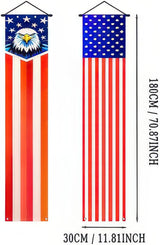 BlissYard 4th of July Decorations 2Pcs Patriotic Decor Door Banner American Flag Banner USA Independence Banners Hanging Porch Signs for Memorial Day Veterans Day Labor Days for Yard Indoor Outdoor Supplies
