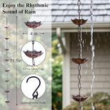 Topadorn 6ft Umbrella Shaped Rain Chain for Gutters Downspouts Outside, 8 Cups Rain Catcher Chain for Gutters, Adjustable Length Downspout Replacement, Outdoor Garden Rain Drainage Decor
