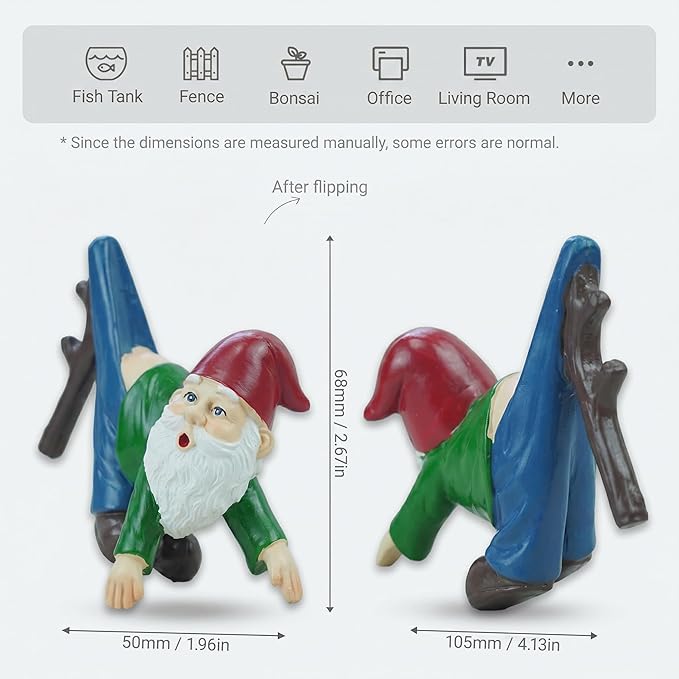 Gnome Statue Gnome Figurine Plant Pot Hanger Hugger, Resin Funny Gnome Ornament Garden Decor for Yard Lawn, Naughty Gift for Plant Parents