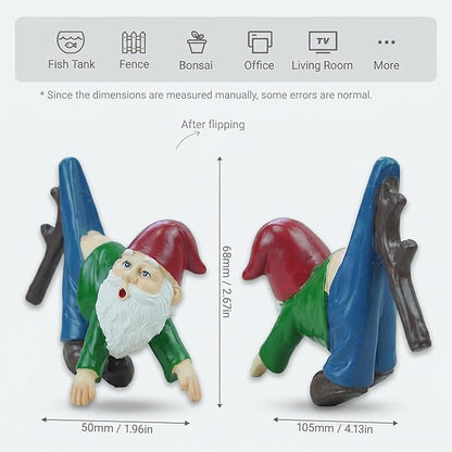 Gnome Statue Gnome Figurine Plant Pot Hanger Hugger, Resin Funny Gnome Ornament Garden Decor for Yard Lawn, Naughty Gift for Plant Parents