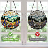 Mountain Wildflower Suncatcher Stained Glass Window Hanging - 8 Inch Plant Flower Suncatchers for Windows Hanging - Sun Catchers Indoor Outdoor Garden Decorations Glass Panel Gift for Women Mom Lovers