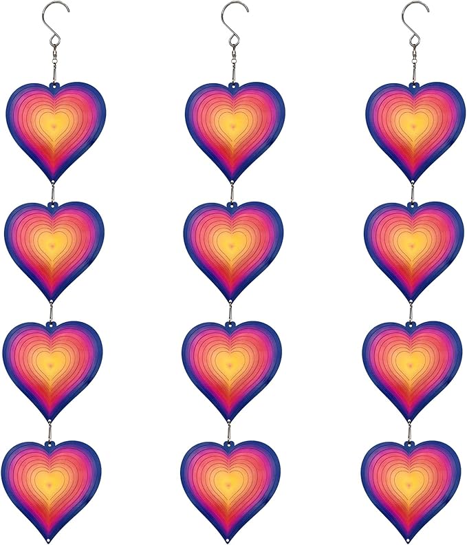 DJUAN Heart Wind Spinners Outdoor Garden Decor - Birthday Gifts for Mom Grandma Women,Metal Hanging Ornaments for Yard Lawn Window Ceiling Home Christmas Day Party Wedding Decoration