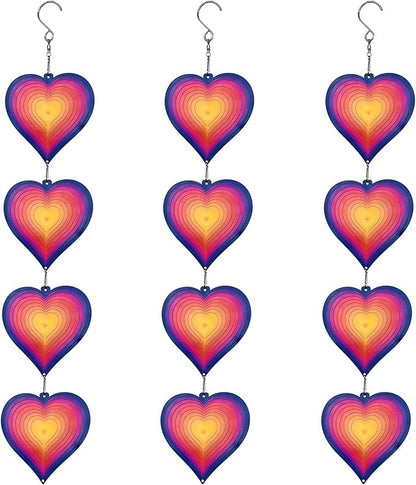 DJUAN Heart Wind Spinners Outdoor Garden Decor - Birthday Gifts for Mom Grandma Women,Metal Hanging Ornaments for Yard Lawn Window Ceiling Home Christmas Day Party Wedding Decoration