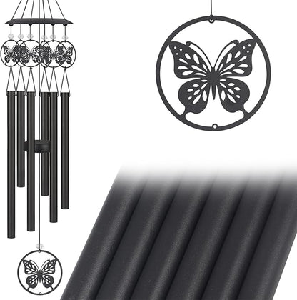 Butterfly Wind Chimes for Outside,Sympathy Garden Decor Gifts for Women Mom and Grandma,Christmas Windchime in Loving Memory Outdoor Decoration for Yard, Patio, Porch, Lawn, Landscape，Halloween