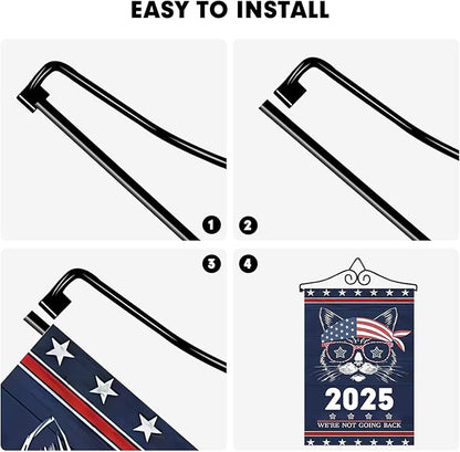 Wrought Iron Garden Flag Holder - Easy to Assemble Banner Hanger with Rust Resistant Coating - Ideal for Small Flags and Quilts, Great Yard or Wall Decor