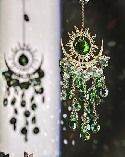 Crystal Celestial Sun Catchers Hanging Indoor Window Moon and Sun Prism Sunlight Suncatcher