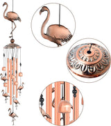 JOBOSI Flamingo Wind Chimes, Gifts for Mom Women Grandma Friends Mother, Flamingo Room Garden Decor Patio Decorations, with S Hook Flamingo Gifts