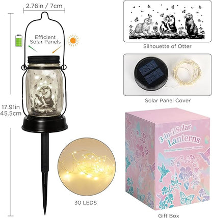 kyoryuger Otter Gifts for Women/Men River Otter Lovers Solar Lantern Mom Birthday, Mothers Day, Animal Solar Garden Decoration Outside for Yard, Patio,Backyard,Porch