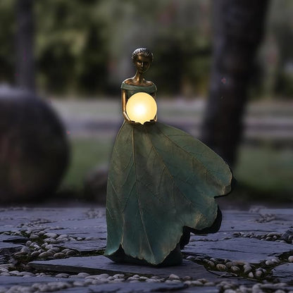 DiliComing Solar Fairy Garden Statue 22 Inch Resin Garden Decor - Large Outdoor Yard Figurine for Patio Lawn, Waterproof Garden Statue Gift for Women, 14x11x22.5 Inch New Packaging