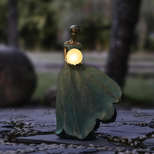 DiliComing Solar Fairy Garden Statue 22 Inch Resin Garden Decor - Large Outdoor Yard Figurine for Patio Lawn, Waterproof Garden Statue Gift for Women, 14x11x22.5 Inch New Packaging