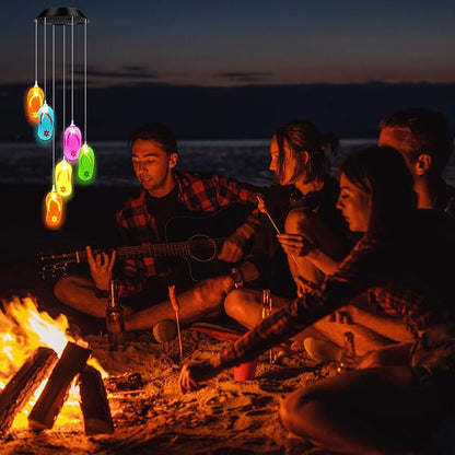 Wonderjune Tropical Beach Themed Slipper Solar Wind Chimes Flip Flop Outdoor Summer Beach Decorations Lights Mobile Wind Chime LED Lights for Garden Patio Yard Porch Hawaii Party Gifts