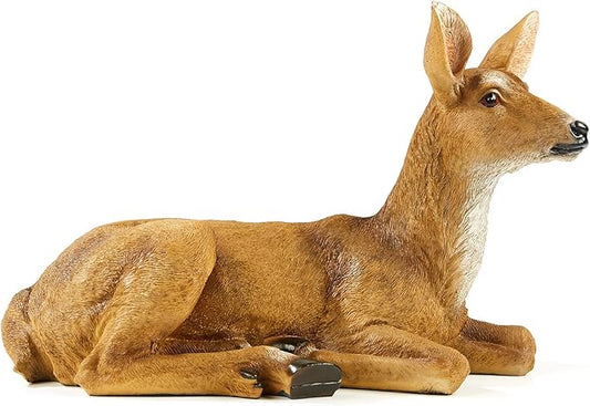 Doe Female Deer Resin Statue-Animal Figurines Garden Sculpture Accessories for Indoor Outdoor Decoration Rustic Lodge or Art Gifts for Birthday Anniversary Yard Lawn Decor