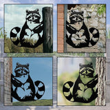WADORN Metal Raccoon Garden Fence Decor, Raccoon Silhouette Decorative Farmhouse Statue Backard Wall Decor Cute Animal Yard Art Garden Stake for Garden Yard Patio Park Home Outdoor Decorations