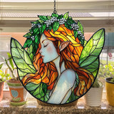 Healing Fairy Acrylic Suncatcher Stained Glass Effect Window Car Hanging Christmas Ornament Indoor Outdoor Decor Garden Sun Catcher Panel for Fairy Lover for Women Mom Grandma