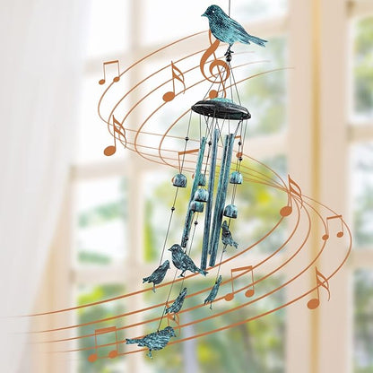 LESES Wind Chimes for Outside, Bird Outdoors Wind Chimes with 4 Aluminum Tubes, 35" Sympathy Windchimes Outdoors Clearance Home Garden Patio Decor, Unique Memorial Gifts for Mom Grandma