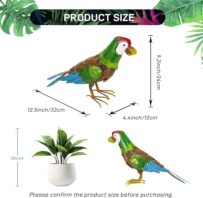 Metal Garden Statues Outdoor Decor, Pink Flamingo Outdoor Sculptures Yard Art Decoration for Home Patio Lawn Backyard, Gift for Women Lovers Moms