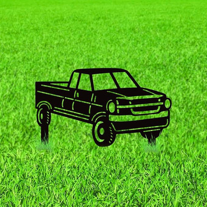 WADORN Pickup Truck Decorative Silhouette Garden Stakes, Metal Truck Car Stakes Statues Ornaments Lovers Gifts Yard Art Black Silhouette Yard Outside Decor for Backyard Patio, 9.8x10.6 Inch