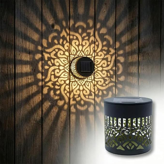 Decorative Solar Mandala Lights, Solar Powered Outdoor Deck Step Wall Lights, Mandala Theme Waterproof Fence Light for Garden, Patio, Yard, and Backyard Decor (1PC)