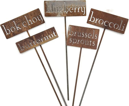 Classic Metal Garden Markers 19 Inches Tall (banana, Naturally Rusted)