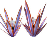 Metal Agave Plant Garden Art, 2 Pack Tequila Rustic Sculpture, Rustic Metal Agave Plants Garden Lawn Home Ornaments, for Yard Stakes, Garden Figurines, Outdoor Patio (2 PCS Purple with Light)